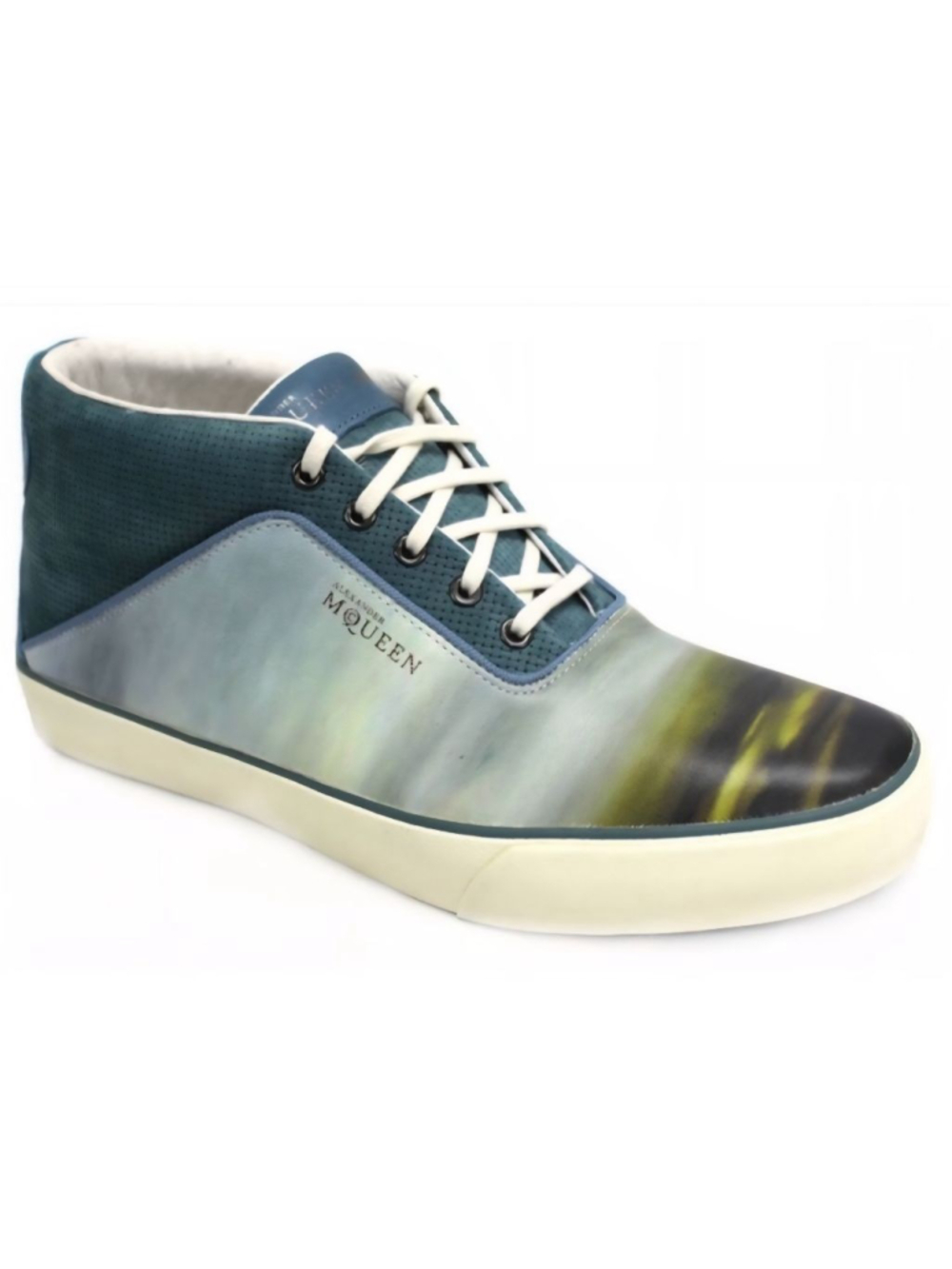 Alexander McQueen Puma Men's AMQDek Mid II Teal Leather Sneakers Size 43 10
